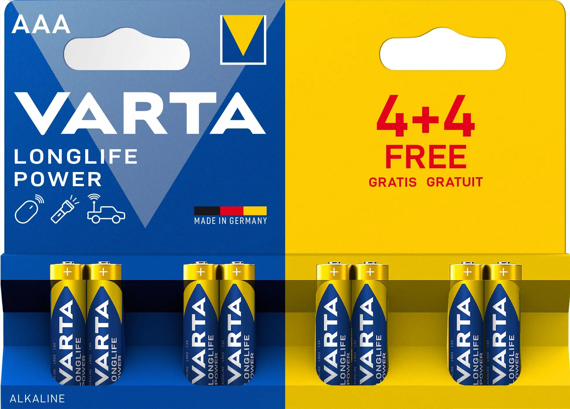 Produktfoto 1 von Varta LONGLIFE Power AAA Batterie LR03, Alkalisch, 1.5 V, 1.2 Ah