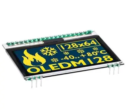 Produktfoto 1 von Display Visions 58.42 mm Gelb OLED-Display 128 x 64 Pixel, 34 x 62 mm / 17:31 Passiv-Matrix Grafik I2C, SPI