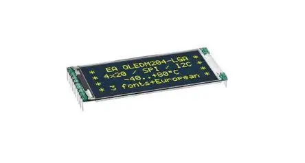 Produktfoto 1 von Display Visions 2.0 Zoll Gelb OLED-Display 4 x 20 Pixel, 17 x 47 mm / 17:47 Grafik I2C/SPI