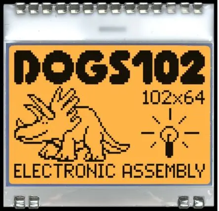 Produktfoto 1 von Display Visions EA DOG Monochrom LCD, Graphisch LED Gelb 102 x 64 Pixel, Hintergrund Gelb, I2C/SPI Interface