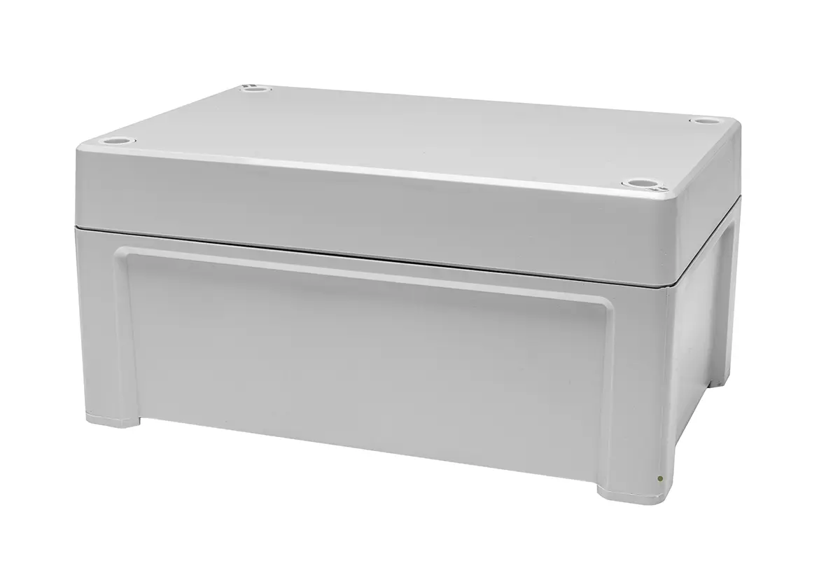 Produktfoto 1 von RS PRO; Universalgehäuse; Polycarbonat; Grau; IK08, IK07 IP65 Breite 122 mm Höhe 90 mm Länge 187 mm