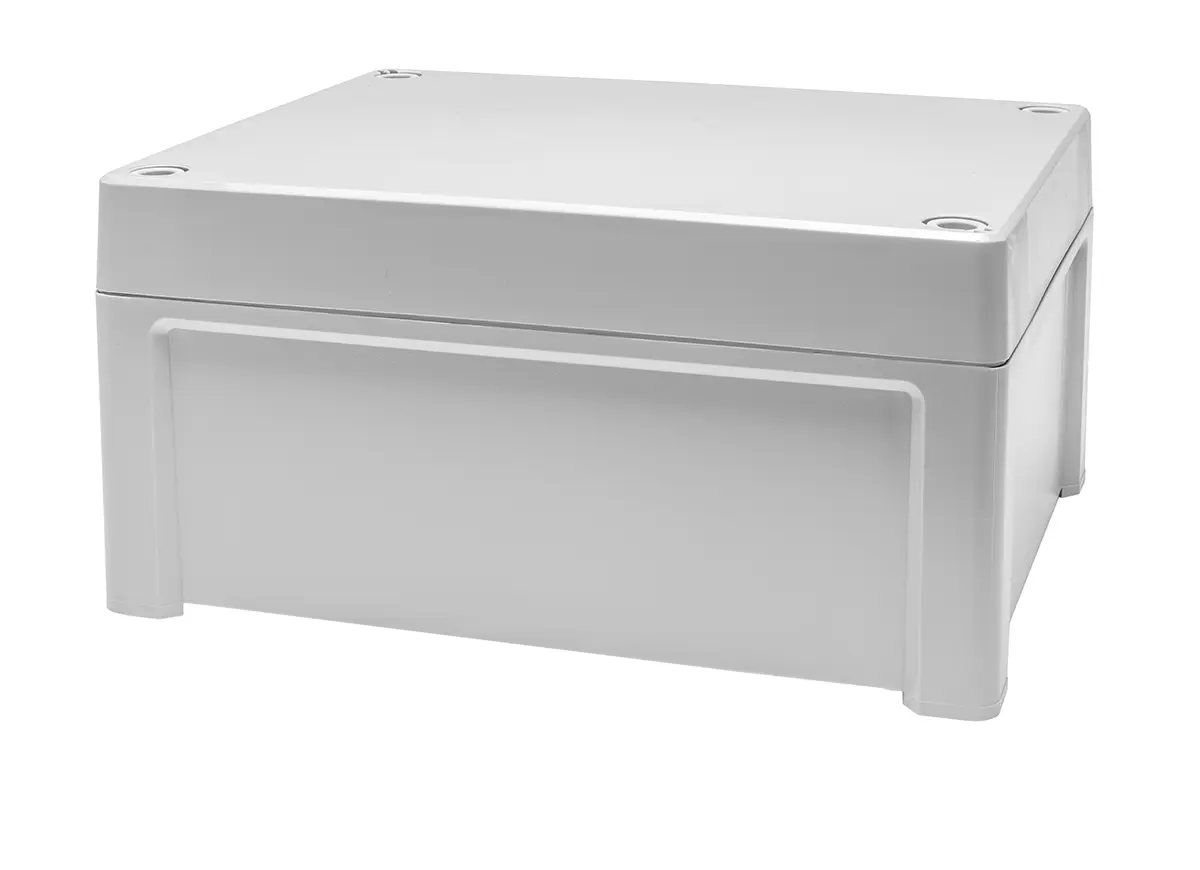Produktfoto 1 von RS PRO; Universalgehäuse; Polycarbonat; Grau; IK08, IK07 IP65 Breite 163 mm Höhe 98 mm Länge 201 mm