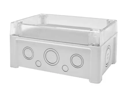 Produktfoto 1 von RS PRO; Universalgehäuse; Polycarbonat; Grau; IK07, IK08 IP65 Breite 122 mm Höhe 90 mm Länge 187 mm