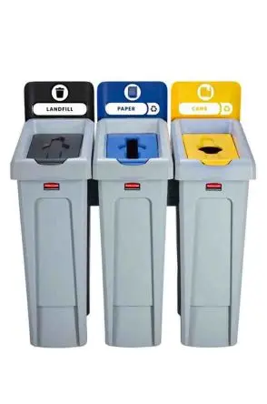 Produktfoto 1 von Rubbermaid Commercial Products Slim Jim Polyethylen, Polypropylen Mülleimer Schwarz mit Schnappbefestigung T 546 mm H.