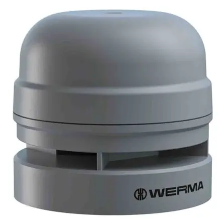 Produktfoto 1 von Werma EvoSIGNAL Midi Elektronischer Signalgeber Decke IP66 24V 10-Ton 110 dB @ 1m, Grau, Ø 85 mm