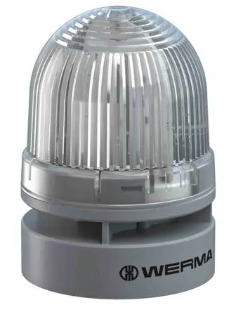 Produktfoto 1 von Werma EvoSIGNAL Mini LED, Blinken 1 Hz, permanent-Licht Beacon-Sounder-Kombination 24V dc Weiß IP66 Wand / 95 dB 95 dB @