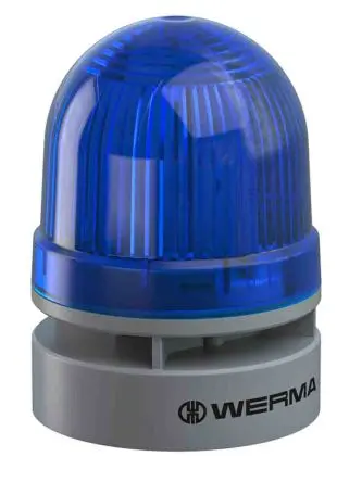 Produktfoto 1 von Werma EvoSIGNAL Mini LED, Dauer, Blinkend-Licht Beacon-Sounder-Kombination 12V dc Blau IP66 Wand / 95 dB 95 dB @ 1m