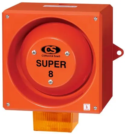 Produktfoto 1 von Clifford & Snell YL80 Super Xenon, Stroboskop-Licht Beacon-Sounder-Kombination 230V Gelb IP66 Einbaumontage, Wand / 120