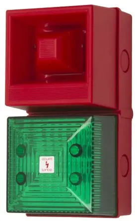Produktfoto 1 von Clifford & Snell YL40 Xenon, Stroboskop-Licht Beacon-Sounder-Kombination 230V ac Grün IP65 Oberfläche / 108 dB 108 dB @