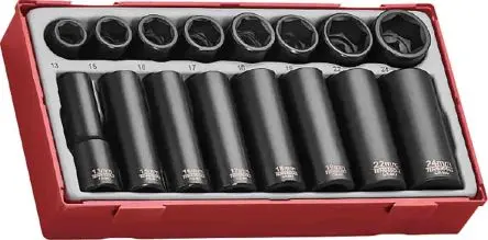 Produktfoto 1 von Teng Tools Schlag-Steckschlüssel lang 1/2 in Vierkant 6-Kant 13 mm 16-teilig