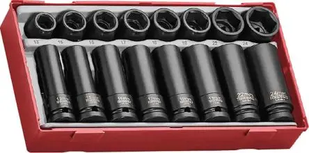 Produktfoto 1 von Teng Tools Schlag-Steckschlüssel lang 1/2 in Vierkant 6-Kant 13 mm 16-teilig