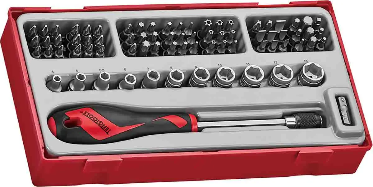 Produktfoto 1 von Teng Tools Innensechsrund, Phillips, Sechskant, Geschlitzt Bits-Treibersatz, Legierungsstahl 6.35 mm 4 to 13 mm, Länge