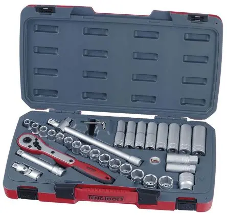 Produktfoto 1 von Teng Tools Steckschlüsselsatz 1/2 in Vierkant 6-Kant 10 to 27 mm 34-teilig