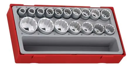 Produktfoto 1 von Teng Tools Steckschlüsselsatz 1/2 in Sechskant Bi-Hexagonal 10 to 32 mm 17-teilig