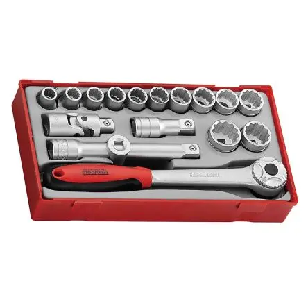 Produktfoto 1 von Teng Tools Steckschlüsselsatz 1/2 in Vierkant Bi-Hexagonal 10 to 24 mm 18-teilig