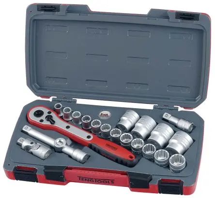 Produktfoto 1 von Teng Tools Steckschlüsselsatz 1/2 in Vierkant Bi-Hexagonal 10-32 mm 21-teilig