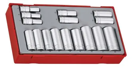 Produktfoto 1 von Teng Tools Steckschlüsselsatz 3/8 in Sechskant 6-Kant 7 to 22 mm 16-teilig
