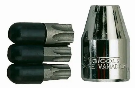 Produktfoto 1 von Teng Tools Geschlitzt, Innensechsrund, Sechskant, Phillips Treiberbit, Stahl 6.35 mm TX45 to TX55, Länge 28 mm, 3-teilig