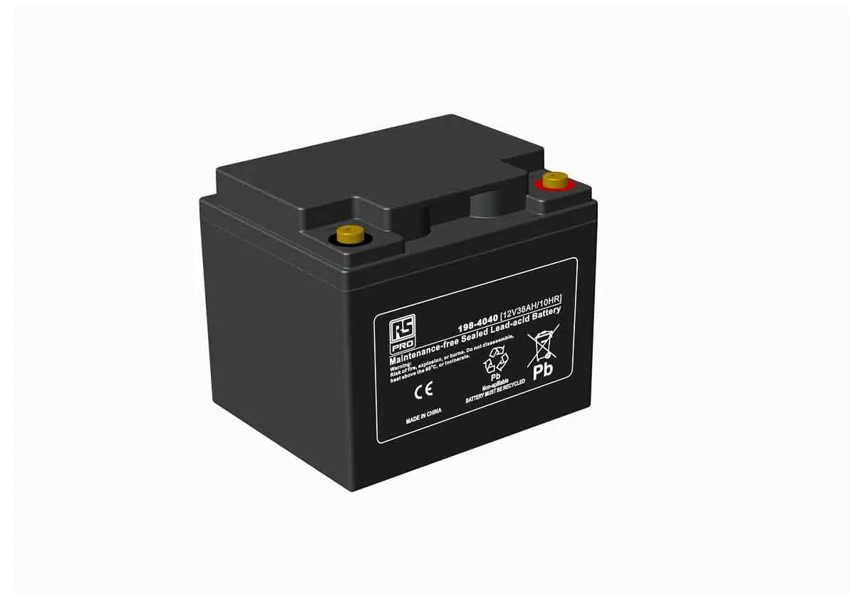 Produktfoto 1 von RS PRO RS PRO Abgedichteter Bleiakku, 12V / 38Ah, T6-Anschluss, 197 x 165 x 170mm