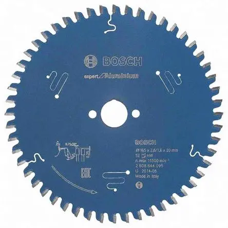 Produktfoto 1 von Bosch 52 Wolframcarbid Messing, Kupfer, Aluminium Kreissägeblatt, Ø 165 mm 1