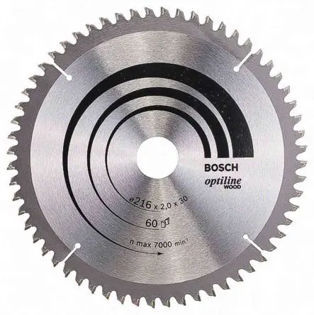 Produktfoto 1 von Bosch 60 Wolframcarbid Holz Kreissägeblatt, Ø 216 mm 1