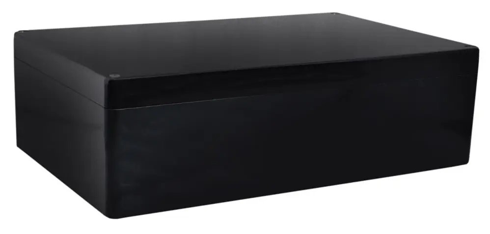 Produktfoto 1 von RS PRO GRJ; Universalgehäuse; GF Polyester; Schwarz IP66 Breite 250 mm Höhe 161 mm Länge 600 mm
