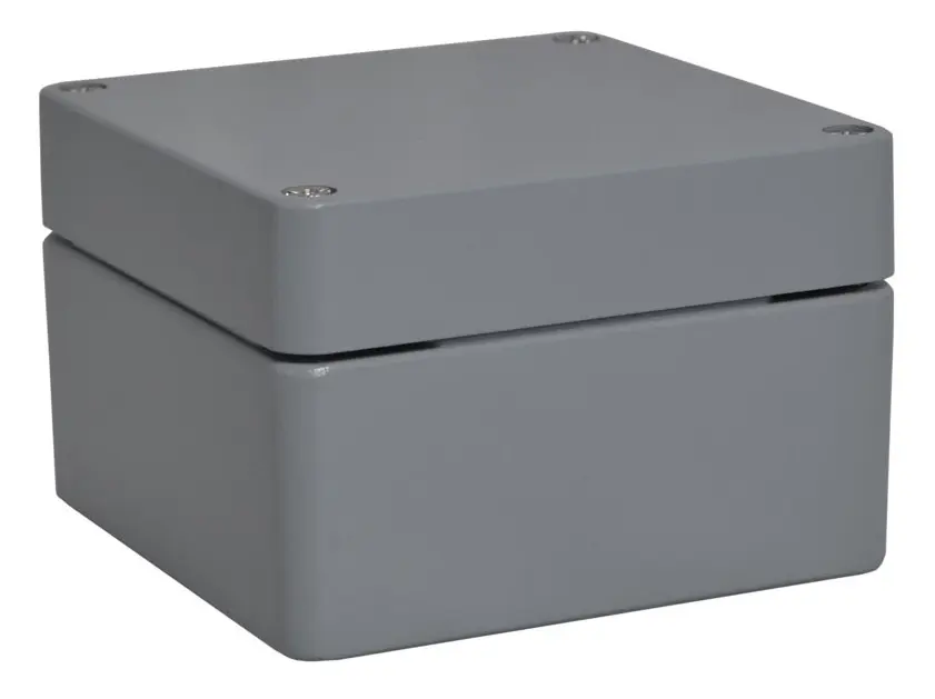 Produktfoto 1 von RS PRO RJ; Gehäuse; Aluminium; Grau; IK09 IP66 Breite 140 mm Höhe 90 mm Länge 140 mm
