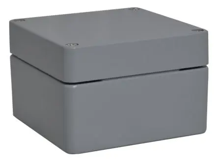 Produktfoto 1 von RS PRO RJ; Gehäuse; Aluminium; Grau; IK09 IP66 Breite 140 mm Höhe 90 mm Länge 140 mm