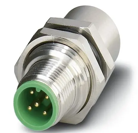 Produktfoto 1 von Phoenix Contact SACC M16 M12 Rundsteckverbinder Stecker, Buchse 5-polig Stecker/Buchse 4A Schraubanschlussklemme IP65,