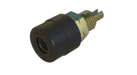 Produktfoto 1 von Hirschmann 4 mm Bananenbuchse Schwarz, Kontakt vergoldet, 30 V ac, 60V dc / 32A, Lötanschluss