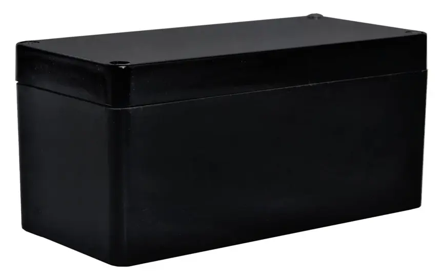 Produktfoto 1 von RS PRO GRJ; Gehäuse; GF Polyester; Schwarz IP66 Breite 75 mm Höhe 75 mm Länge 190 mm