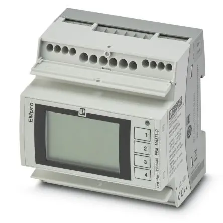 Produktfoto 1 von Phoenix Contact EMpro Energiemessgerät LCD 80 mm x 90 mm Digital / 3-phasig 5 Ausg. 1 Eing. Impulsausgang