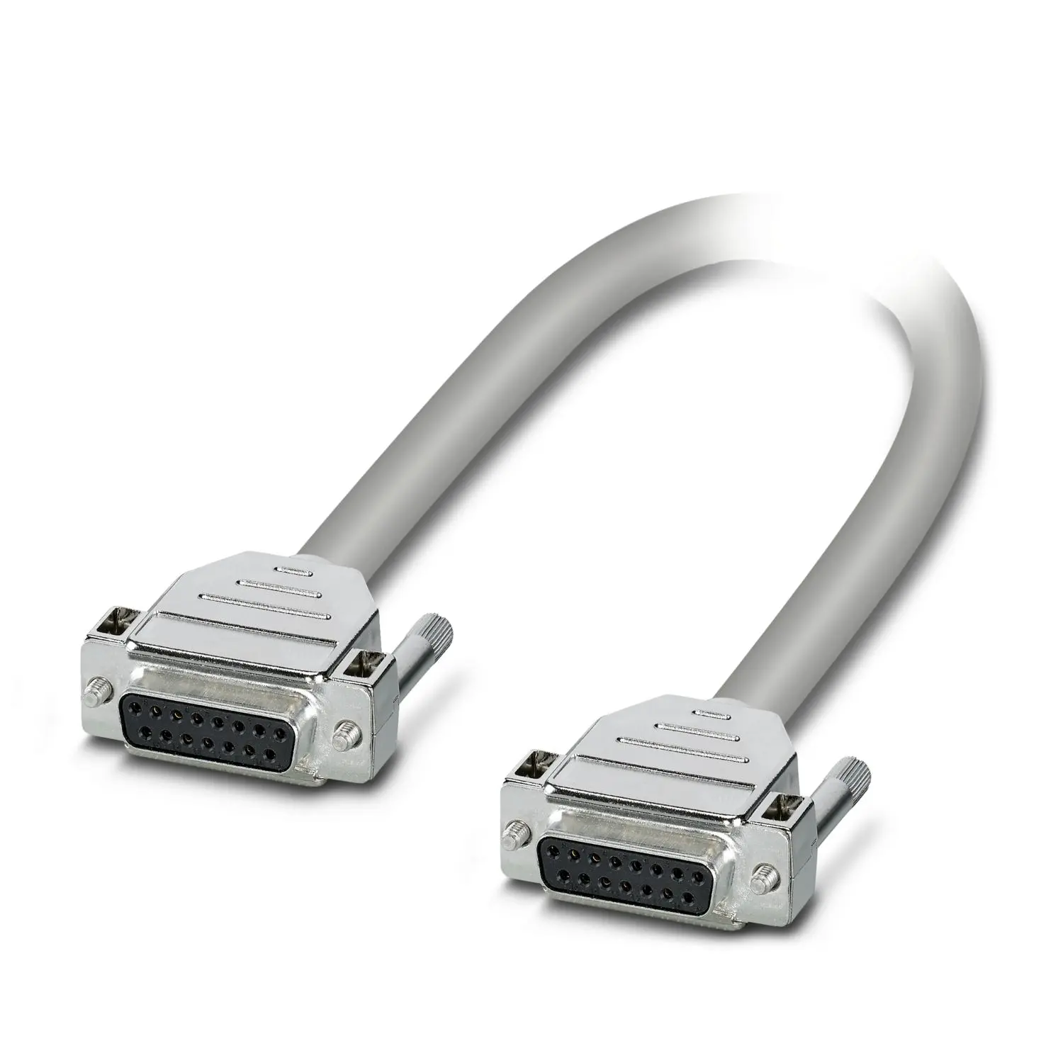 Produktfoto 1 von Phoenix Contact CABLE-D15SUB/B/B Kabel / DB15 Buchse / DB15 Buchse, 1 m Halbsteifes Polyvinylchlorid, Grau, cUL, CSA,