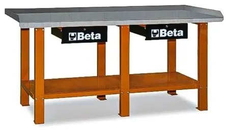 Produktfoto 1 von BETA 056000201 Werkbank Metall Werkbank L. 2 m B. 640mm H. 898 mm, Traglast 1200kg