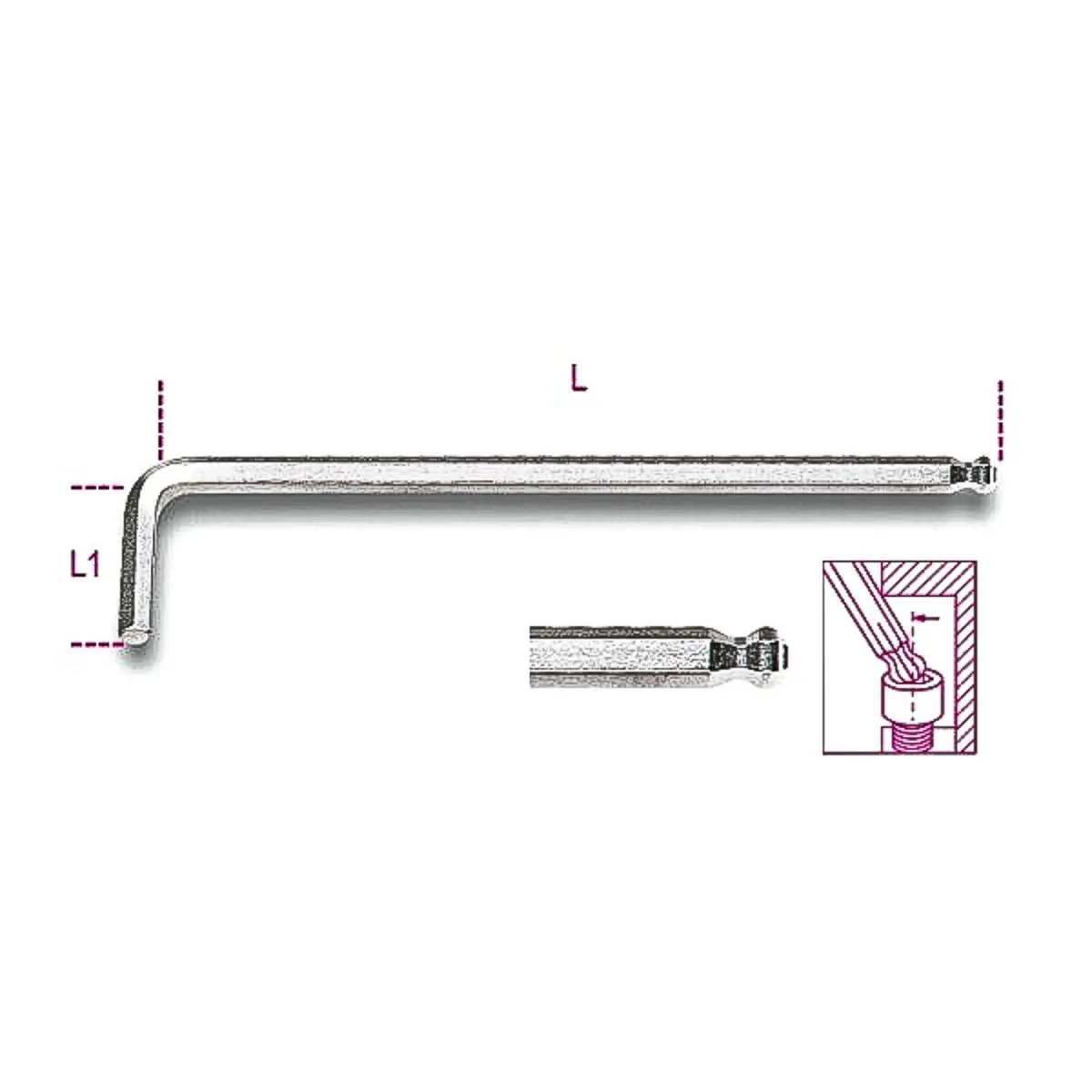 Produktfoto 1 von BETA metrisch  Innensechskant-Schlüssel 2mm L-Form Extra Lang