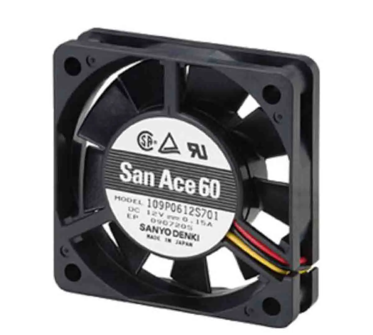 Produktfoto 1 von Sanyo Denki 109P DC-Axiallüfter, Kugellager, 24 V dc / 1.92W, 40 x 40 x 15mm, 6.4cfm