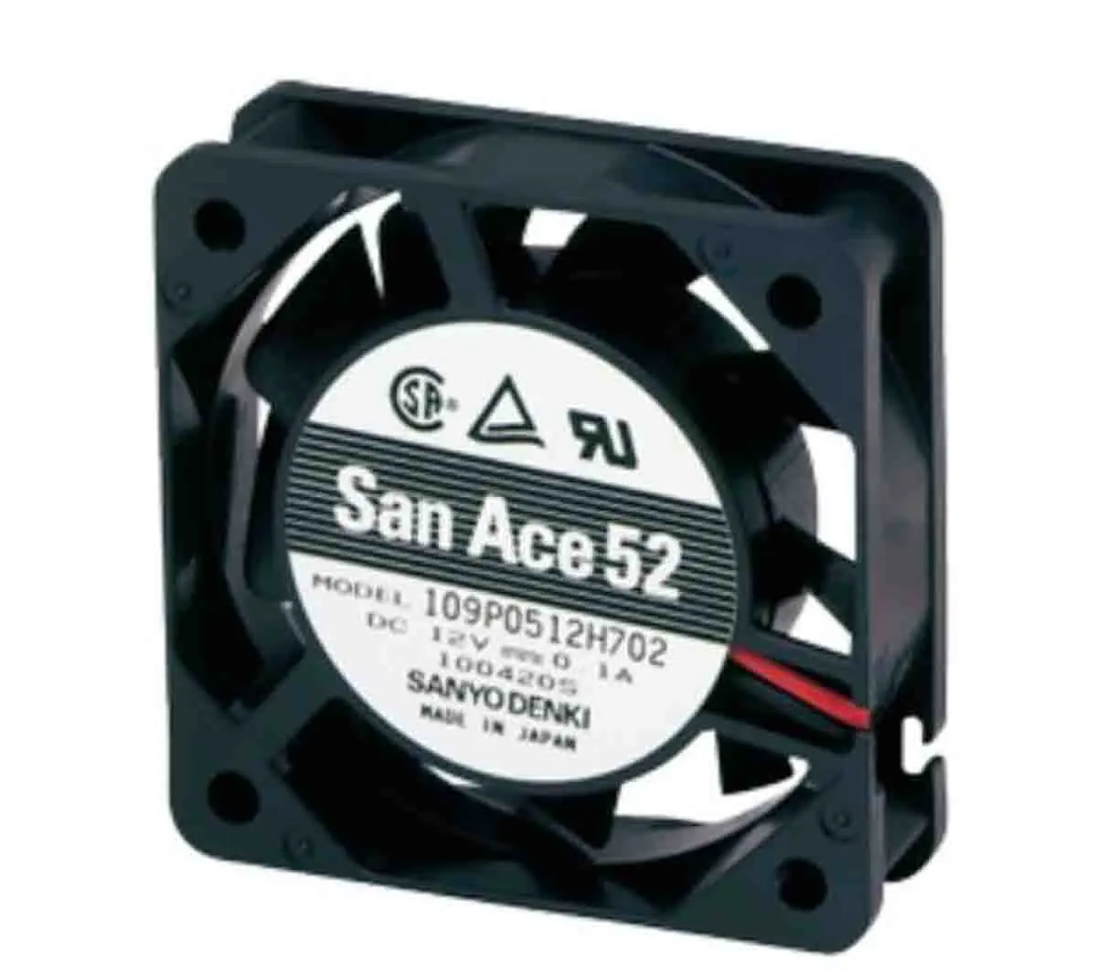 Produktfoto 1 von Sanyo Denki 109P DC-Axiallüfter, Kugellager, 12 V dc / 2.52W, 52 x 52 x 15mm, 13.25cfm