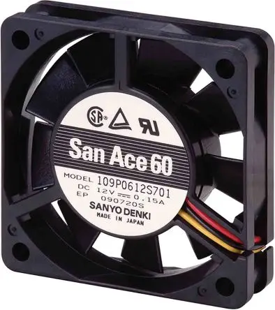 Sanyo Denki 109P DC-Axiallüfter, Kugellager, 5 V dc / 1.3W, 60 x 60 x 15mm, 14.1cfm