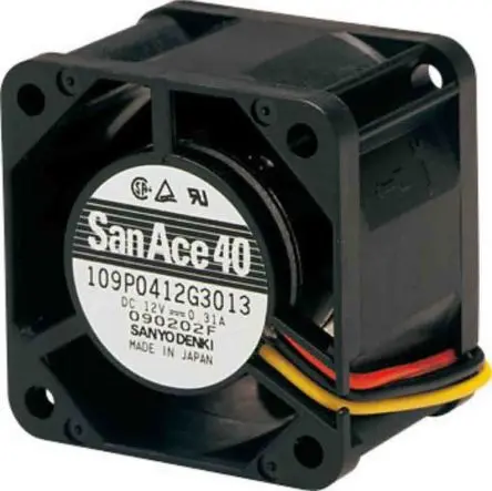Produktfoto 1 von Sanyo Denki 109P Axiallüfter, Kugel, 24V dc / 2.28 W 95 mA, 6300 U/min, 11.3 cfm IP68 40 mm 40mm 28 mm