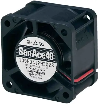 Produktfoto 1 von Sanyo Denki 109P Axiallüfter, Kugel, 24V dc / 1.68 W 70 mA, 6300 U/min, 8.2 cfm IP68 40 mm 40mm 20 mm
