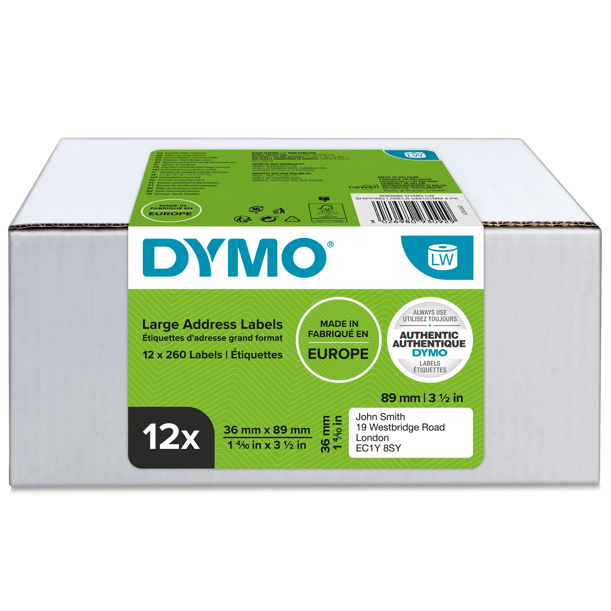 Produktfoto 1 von Dymo Etikette auf Rolle B. 89 mm für Dymo 4XL, Dymo 450 DUO, Dymo 450 Turbo, Dymo 450, Dymo 450 Twin Turbo, Dymo