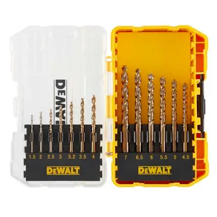 Produktfoto 1 von DeWALT HSS-G Drehung Satz 1.5 mm → 7 mm, 13-teilig für Metall
