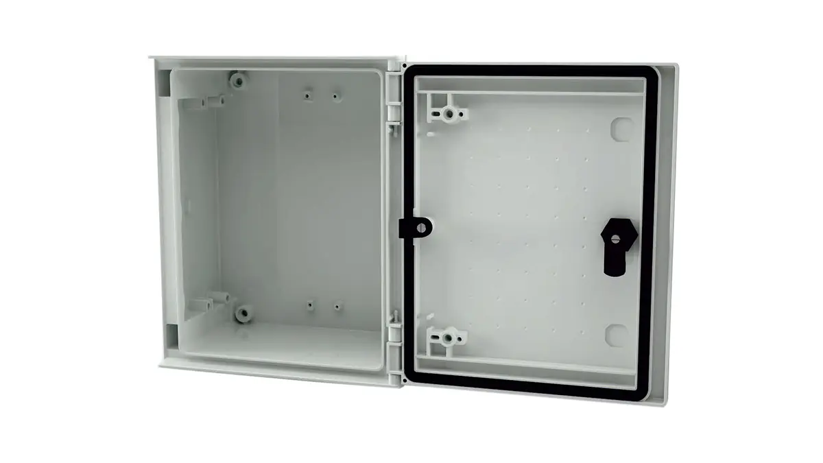 Produktfoto 1 von RS PRO GF Polyester Wandanschlusskasten Hellgrau IP66, HxBxT 300 mm, 250 mm x 140 mm