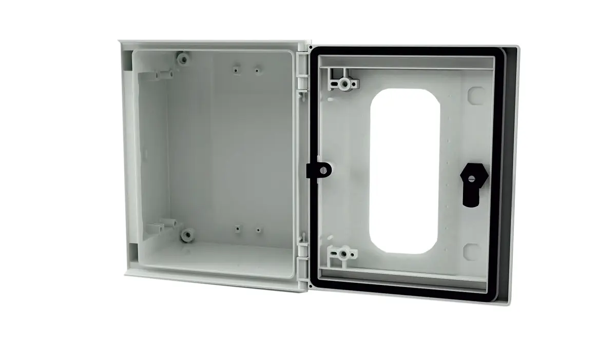 Produktfoto 1 von RS PRO GF Polyester Wandanschlusskasten Hellgrau IP66 Transparente Tür, HxBxT 300 mm, 250 mm x 140 mm