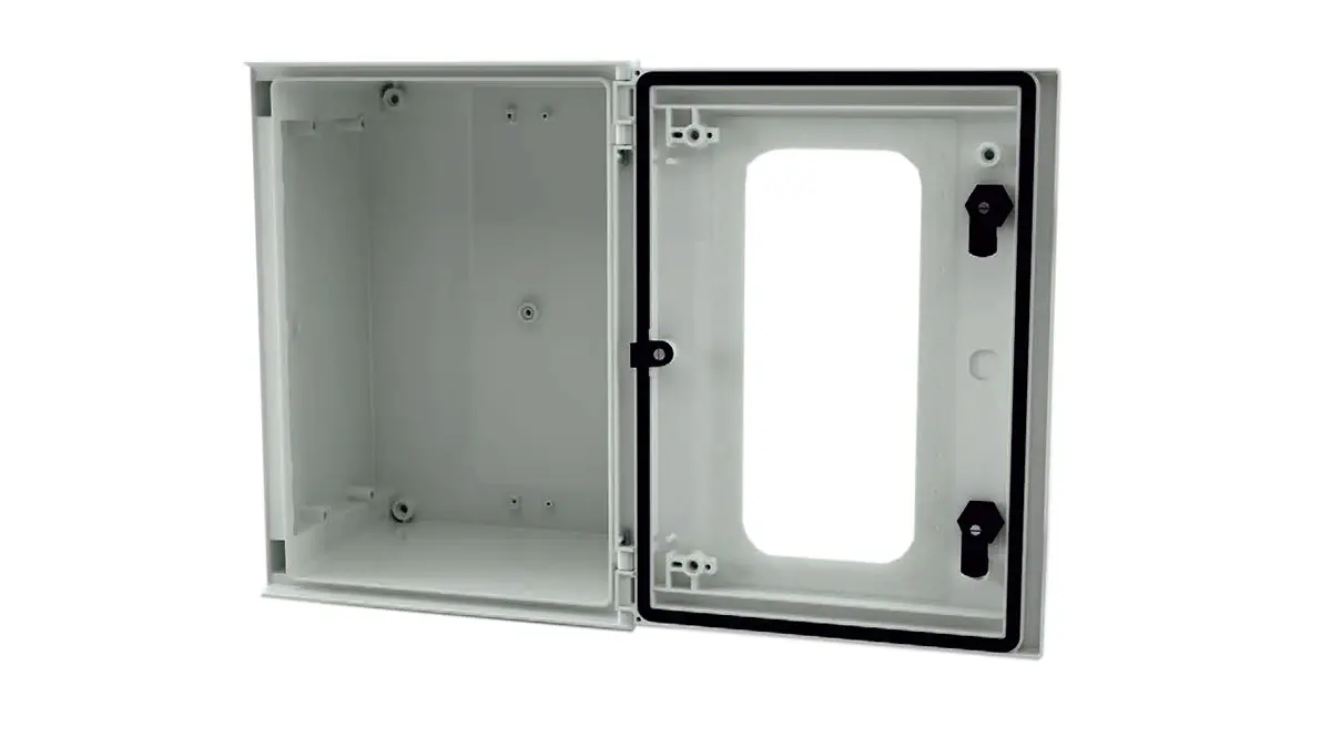 Produktfoto 1 von RS PRO GF Polyester Wandanschlusskasten Hellgrau IP66 Transparente Tür, HxBxT 400 mm, 300 mm x 200 mm