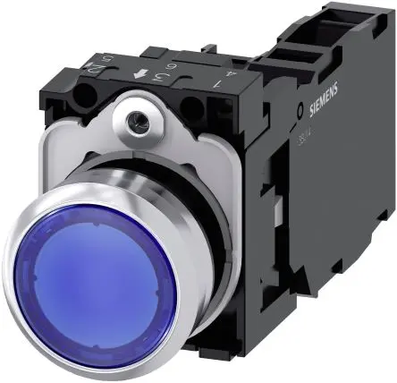 Produktfoto 1 von Siemens SIRIUS ACT 3SU11 Druckschalter Beleuchtet Trennplatte Ø 22 mm, SPST Blau, IP66, IP67, IP69K