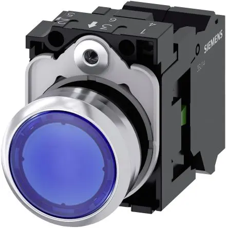 Produktfoto 1 von Siemens SIRIUS ACT 3SU11 Druckschalter Beleuchtet Trennplatte Ø 22 mm, SPST Blau, IP66, IP67, IP69K