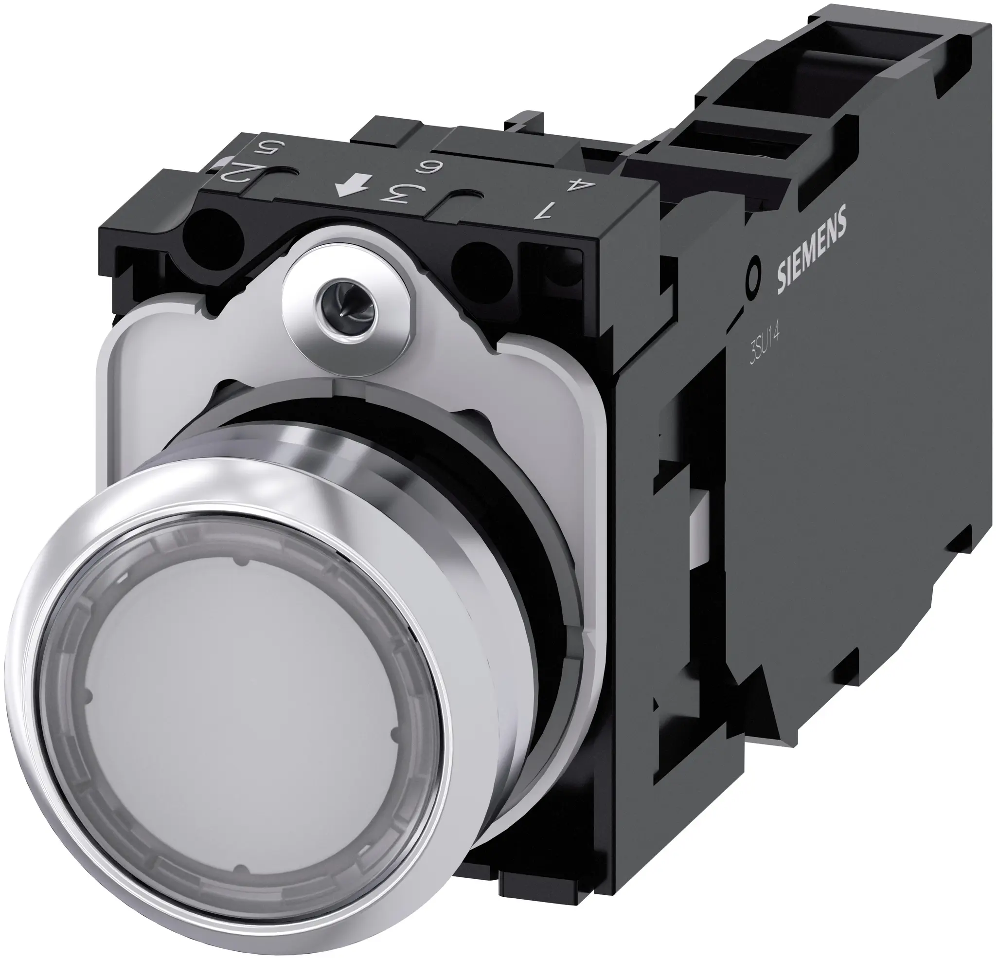 Produktfoto 1 von Siemens SIRIUS ACT 3SU11 Drucktasten-Kompletteinheit Beleuchtet Trennplatte Ø 22.3 mm, SPST lichtdurchlässig, IP69K,