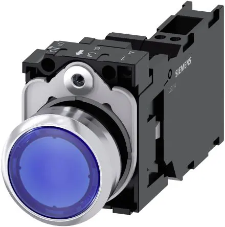 Produktfoto 1 von Siemens SIRIUS ACT 3SU11 Druckschalter Beleuchtet Trennplatte Ø 22 mm, SPST Blau, IP66, IP67, IP69K