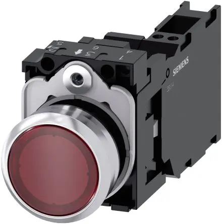 Produktfoto 1 von Siemens SIRIUS ACT 3SU11 Druckschalter Beleuchtet Trennplatte Ø 22 mm, SPST Rot, IP66, IP67, IP69K
